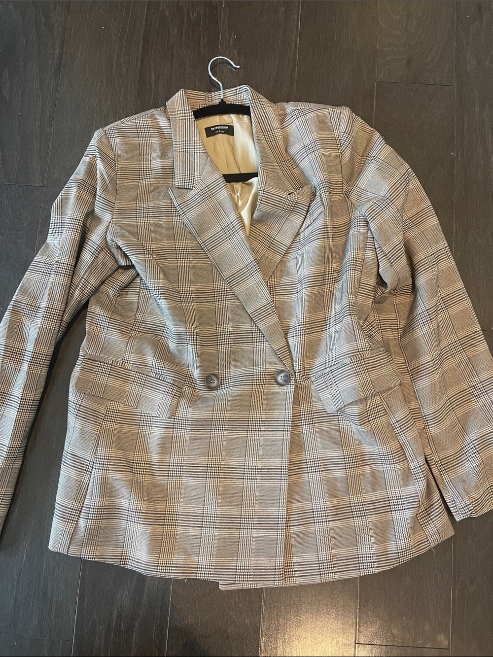 Woman’s Brown Plaid Double-Breasted Blazer
